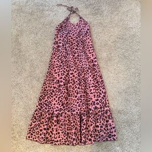 Pink and Black Leopard Print Maxi Dress